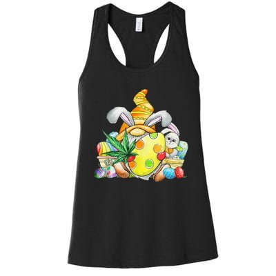 Easter Bunny Gnome Weed Leaf Lover Happy Easter Day Women's Racerback Tank