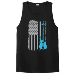 Electric Bass Guitar Player American Flag Musician PosiCharge Competitor Tank