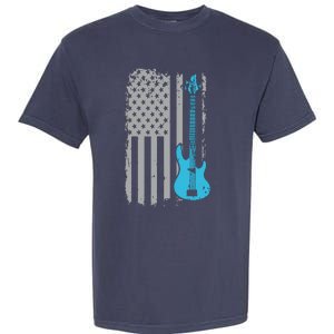 Electric Bass Guitar Player American Flag Musician Garment-Dyed Heavyweight T-Shirt