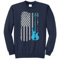 Electric Bass Guitar Player American Flag Musician Sweatshirt