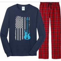 Electric Bass Guitar Player American Flag Musician Long Sleeve Pajama Set