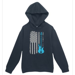 Electric Bass Guitar Player American Flag Musician Urban Pullover Hoodie