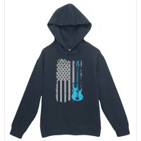 Electric Bass Guitar Player American Flag Musician Urban Pullover Hoodie