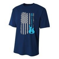 Electric Bass Guitar Player American Flag Musician Performance Sprint T-Shirt