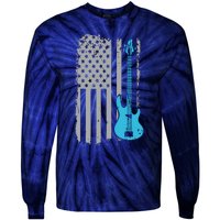 Electric Bass Guitar Player American Flag Musician Tie-Dye Long Sleeve Shirt