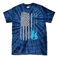 Electric Bass Guitar Player American Flag Musician Tie-Dye T-Shirt