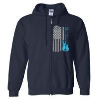 Electric Bass Guitar Player American Flag Musician Full Zip Hoodie