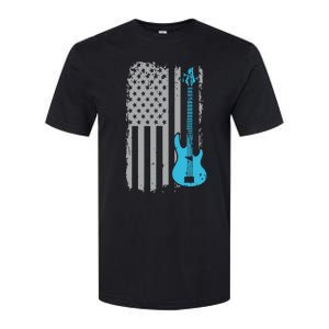 Electric Bass Guitar Player American Flag Musician Softstyle CVC T-Shirt