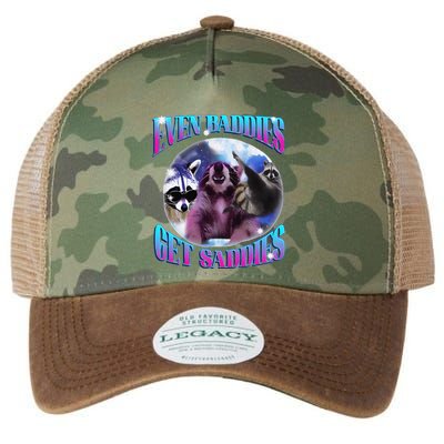 Even Baddies Get Saddies Opossum Funny Legacy Tie Dye Trucker Hat