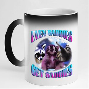 Even Baddies Get Saddies Opossum Funny 11oz Black Color Changing Mug