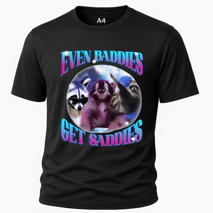 Even Baddies Get Saddies Opossum Funny Cooling Performance Crew T-Shirt