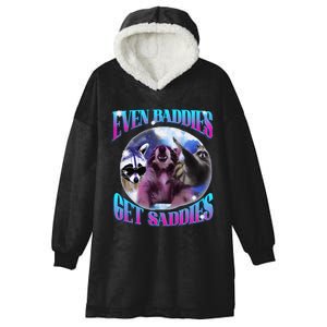 Even Baddies Get Saddies Opossum Funny Hooded Wearable Blanket