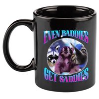 Even Baddies Get Saddies Opossum Funny 11oz C Handle Ceramic Mug