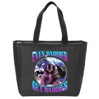 Even Baddies Get Saddies Opossum Funny Zip Tote Bag