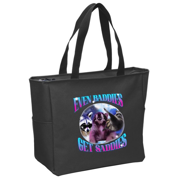 Even Baddies Get Saddies Opossum Funny Zip Tote Bag