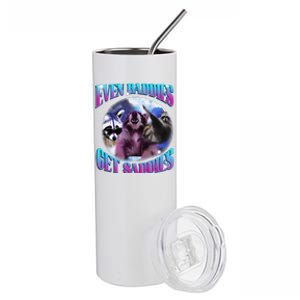 Even Baddies Get Saddies Opossum Funny Stainless Steel Tumbler