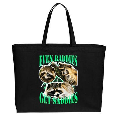 even baddies get saddies racoon Cotton Canvas Jumbo Tote