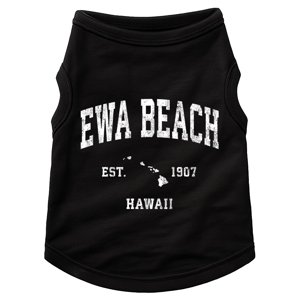 Ewa Beach Hawaii Hi Vintage Athletic Black Sports Doggie Tank