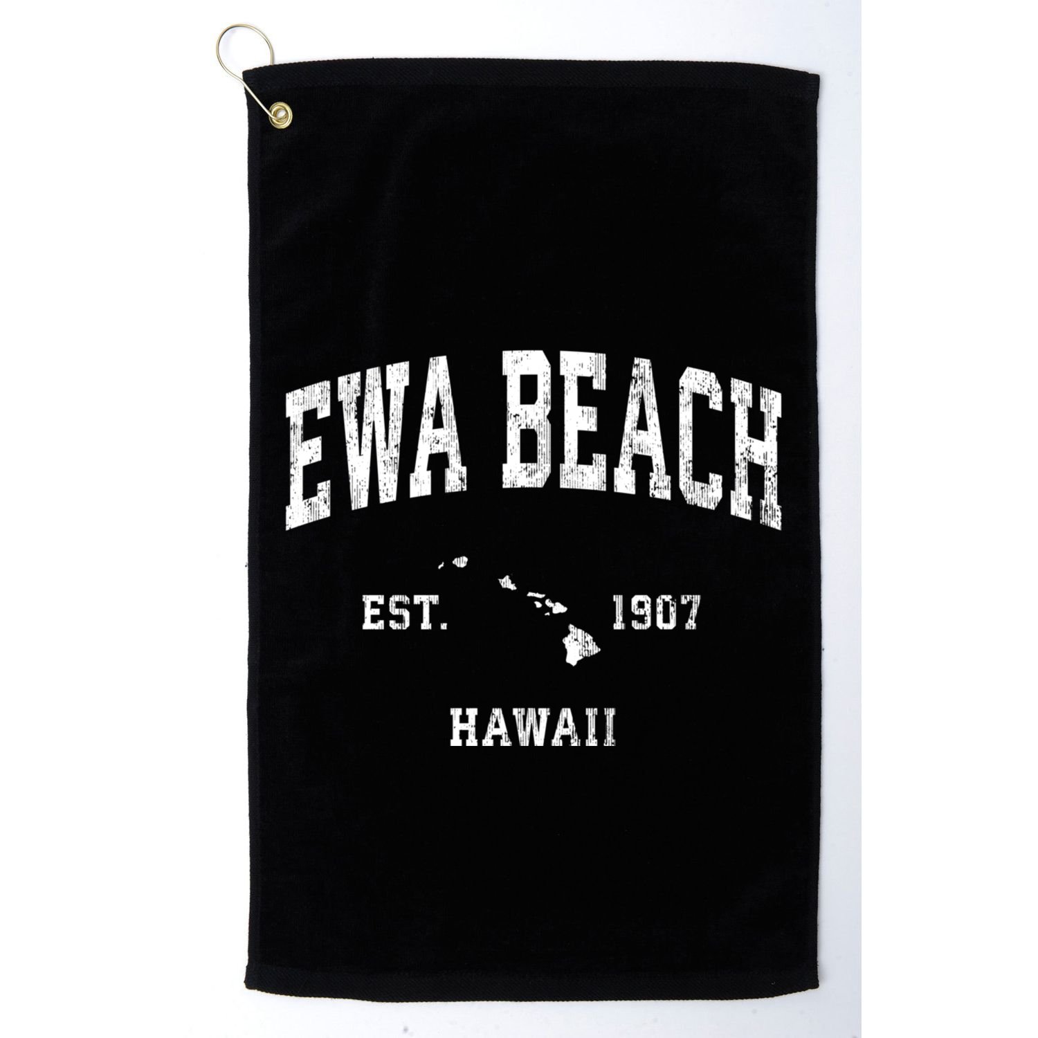 Ewa Beach Hawaii Hi Vintage Athletic Black Sports Golf Towel