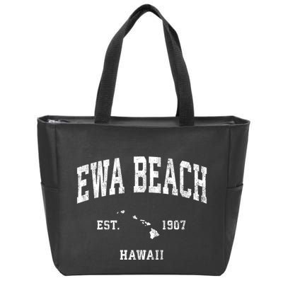 Ewa Beach Hawaii Hi Vintage Athletic Black Sports Zip Tote Bag