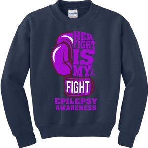 Epilepsy Boxing Her Fight Is My Fight Purple Ribbon Kids Sweatshirt