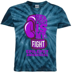 Epilepsy Boxing Her Fight Is My Fight Purple Ribbon Kids Tie-Dye T-Shirt