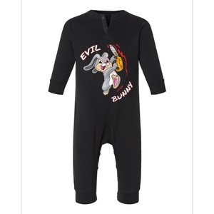 Evil Bunny Halloween Funny Bad Rabbit Killer Infant Fleece One Piece