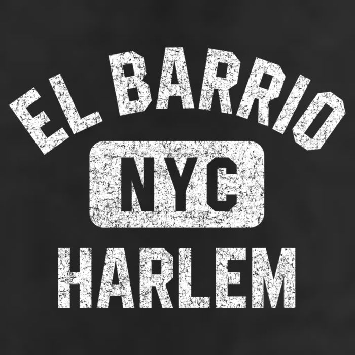 El Barrio Harlem Nyc Gym Style Distressed White Print Gift 7 Panel Mesh Trucker Snapback Hat