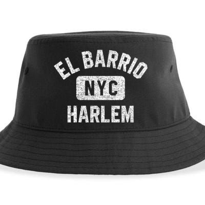 El Barrio Harlem Nyc Gym Style Distressed White Print Gift Sustainable Bucket Hat
