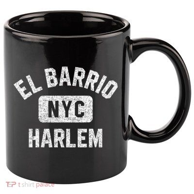 El Barrio Harlem Nyc Gym Style Distressed White Print Gift 11oz C Handle Ceramic Mug