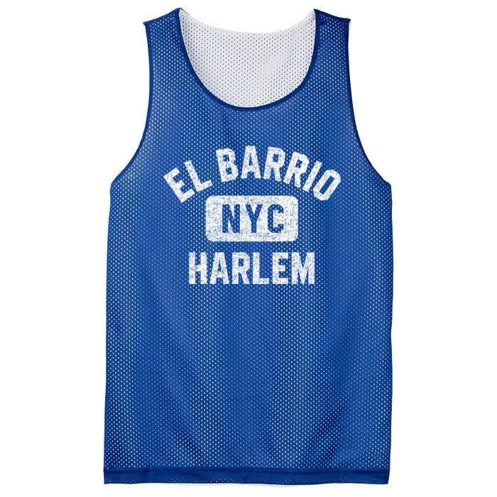 El Barrio Harlem Nyc Gym Style Distressed White Print Gift Mesh Reversible Basketball Jersey Tank