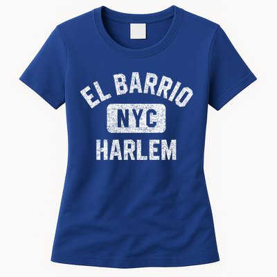 El Barrio Harlem Nyc Gym Style Distressed White Print Gift Womens T-Shirt