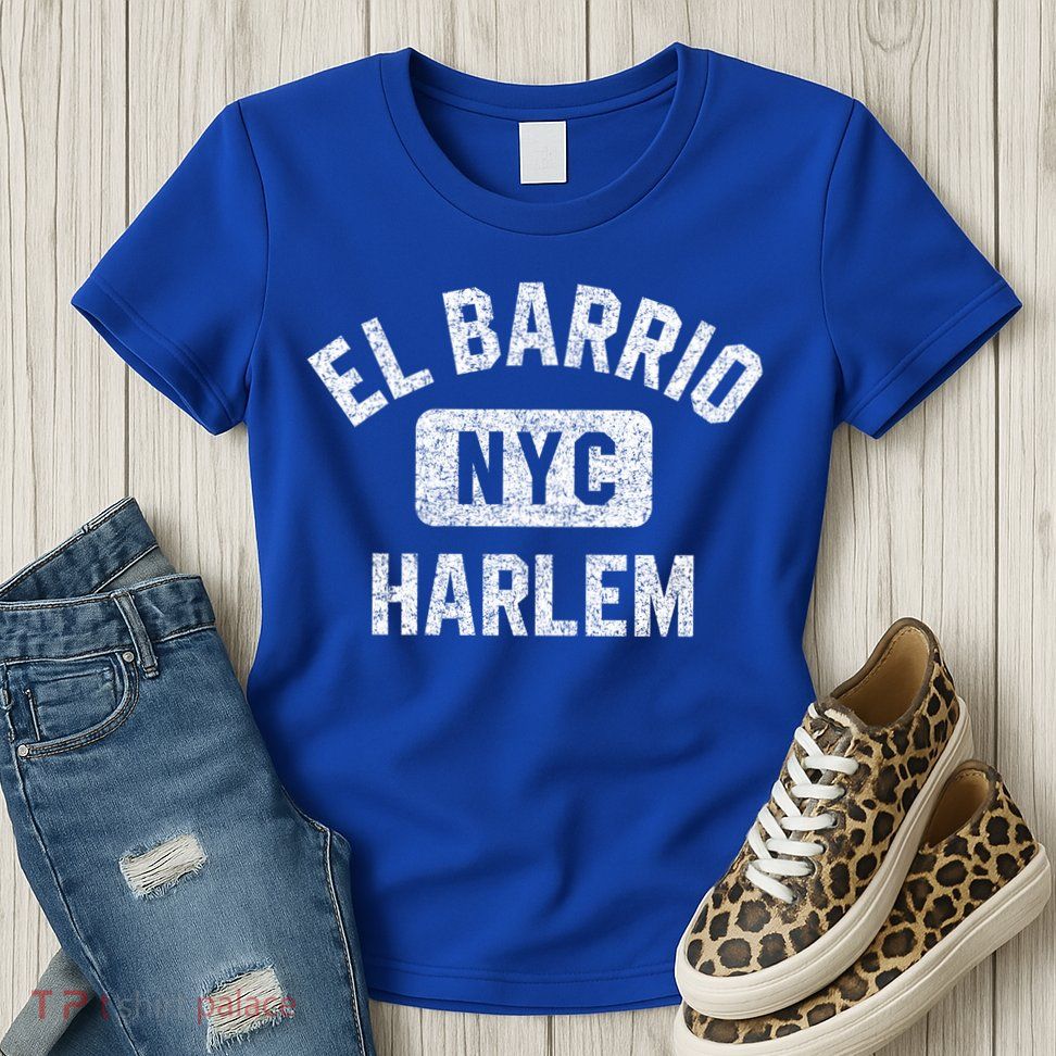 El Barrio Harlem Nyc Gym Style Distressed White Print Gift Womens T-Shirt
