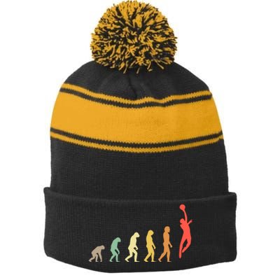 Evolution Basketball Human Evolution Basketball Player Silhouette Basketball Stripe Pom Pom Beanie