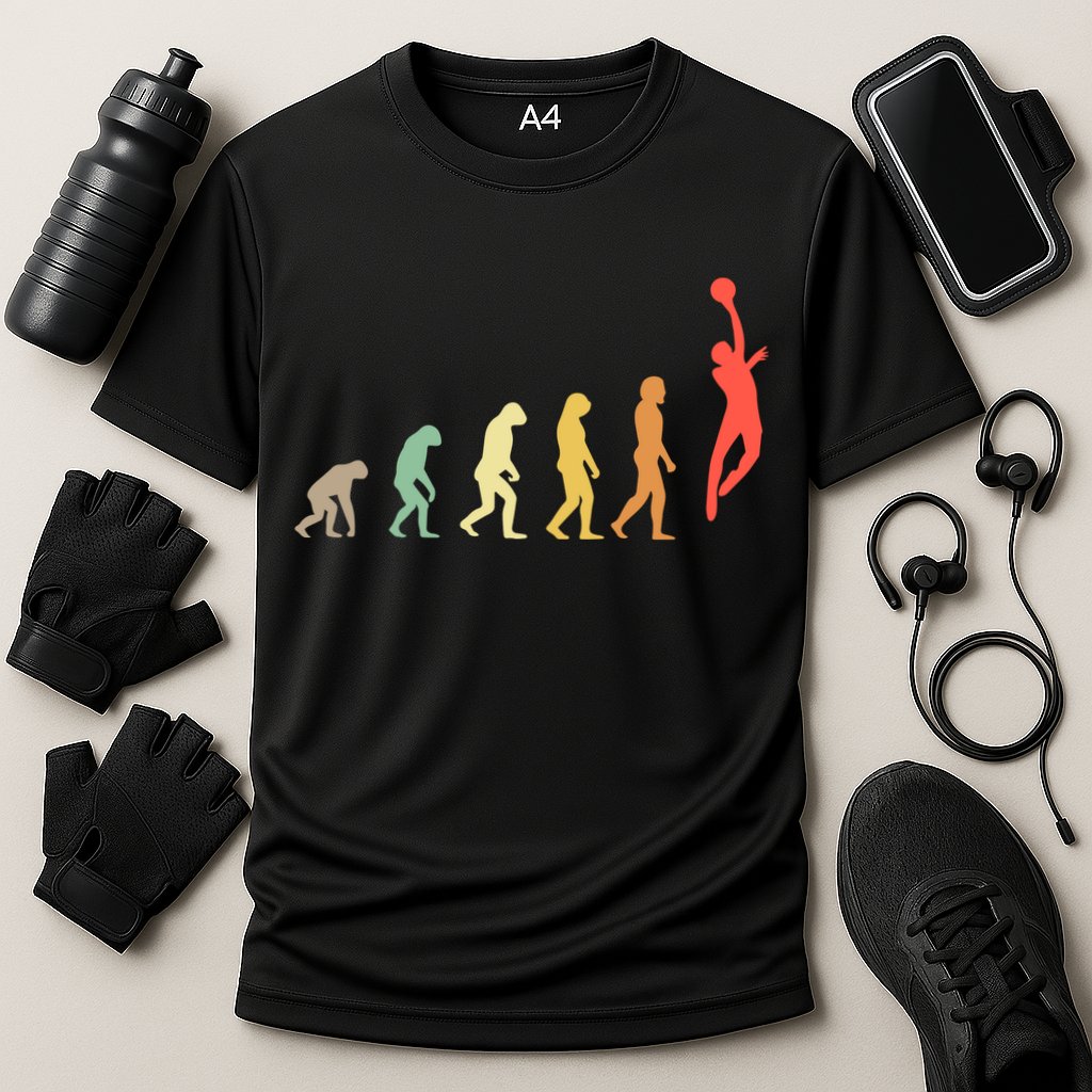 Evolution Basketball Human Evolution Basketball Player Silhouette Basketball Cooling Performance Crew T-Shirt