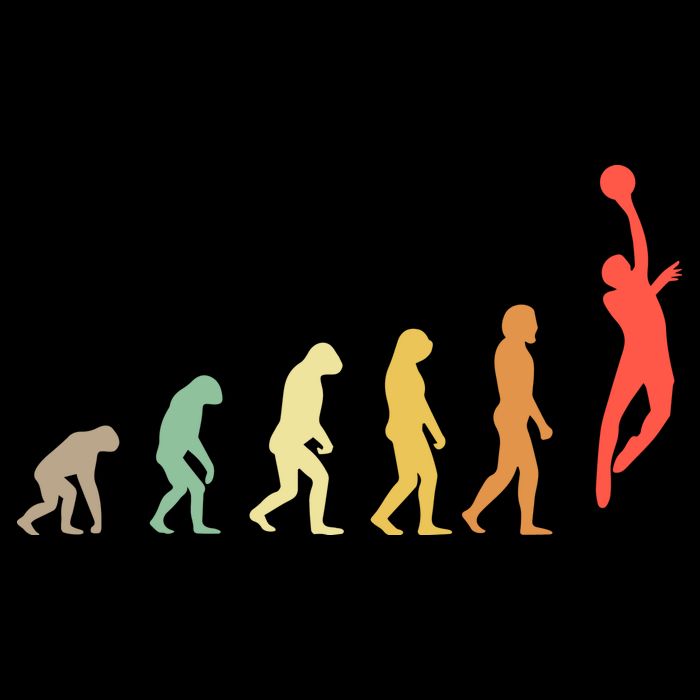 Evolution Basketball Human Evolution Basketball Player Silhouette Basketball Cooling Performance Crew T-Shirt