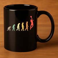 Evolution Basketball Human Evolution Basketball Player Silhouette Basketball 11oz C Handle Ceramic Mug