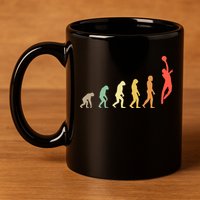 Evolution Basketball Human Evolution Basketball Player Silhouette Basketball 11oz C Handle Ceramic Mug