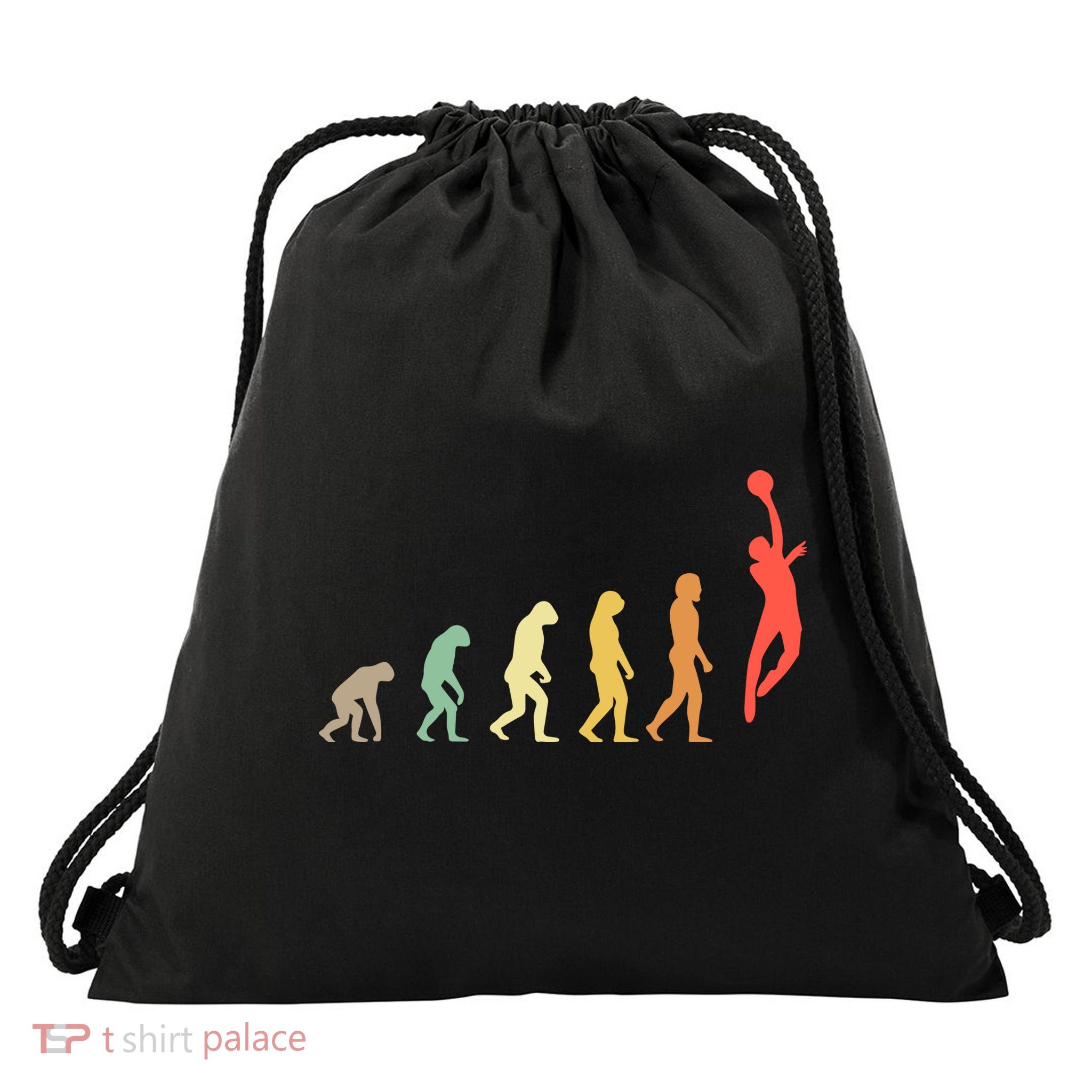 Evolution Basketball Human Evolution Basketball Player Silhouette Basketball Drawstring Bag