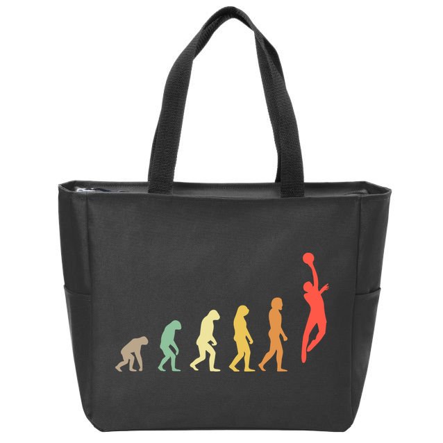 Evolution Basketball Human Evolution Basketball Player Silhouette Basketball Zip Tote Bag
