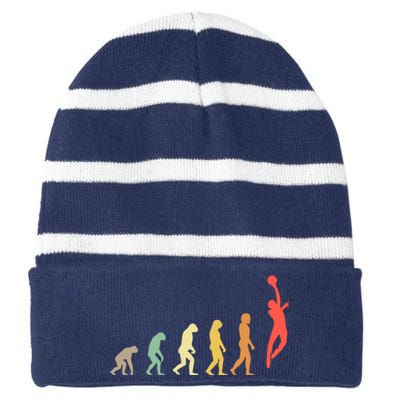 Evolution Basketball Human Evolution Basketball Player Silhouette Basketball Striped Beanie with Solid Band