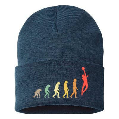 Evolution Basketball Human Evolution Basketball Player Silhouette Basketball Sustainable Knit Beanie