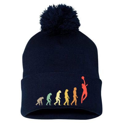 Evolution Basketball Human Evolution Basketball Player Silhouette Basketball Pom Pom 12in Knit Beanie