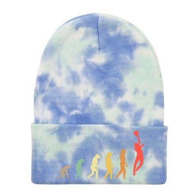 Evolution Basketball Human Evolution Basketball Player Silhouette Basketball Tie Dye 12in Knit Beanie