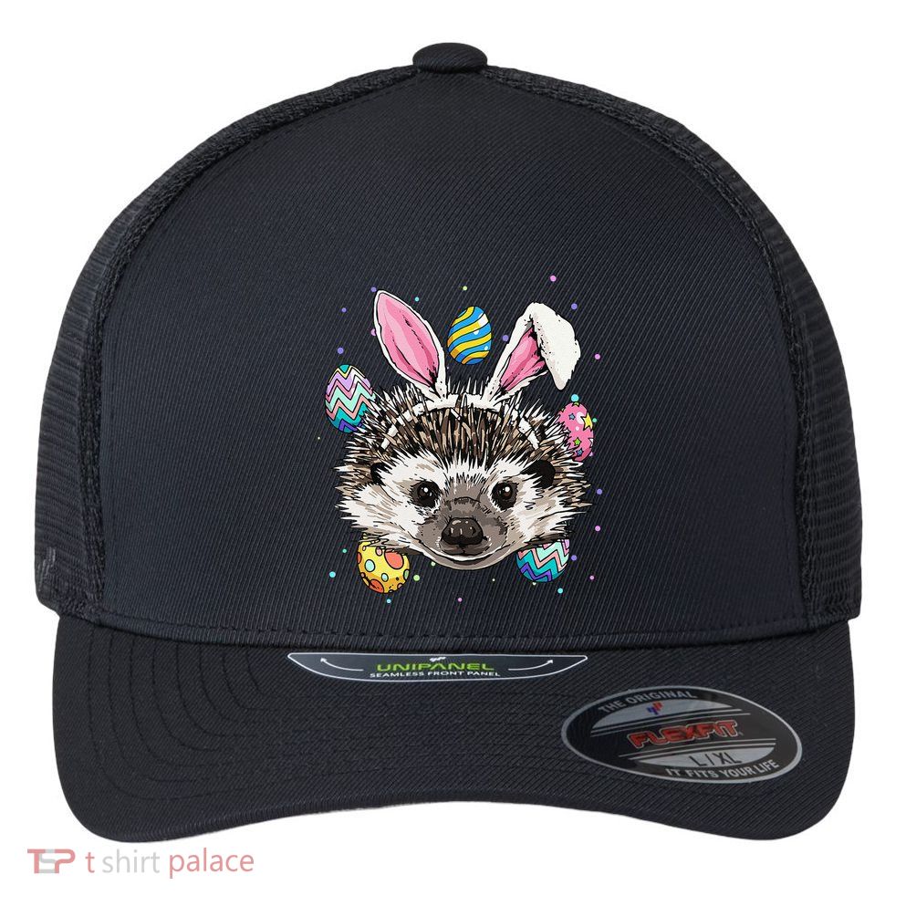 Easter Bunny Hedgehog Funny Easter Hedgehog Flexfit Unipanel Trucker Cap