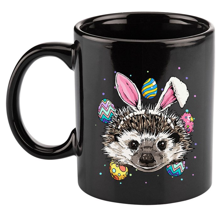 Easter Bunny Hedgehog Funny Easter Hedgehog 11oz C Handle Ceramic Mug