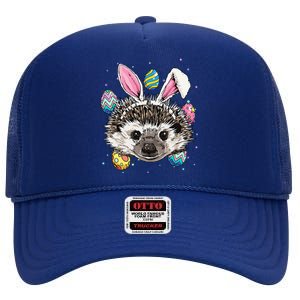 Easter Bunny Hedgehog Funny Easter Hedgehog High Crown Mesh Back Trucker Hat