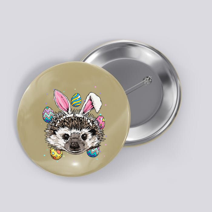 Easter Bunny Hedgehog Funny Easter Hedgehog Button