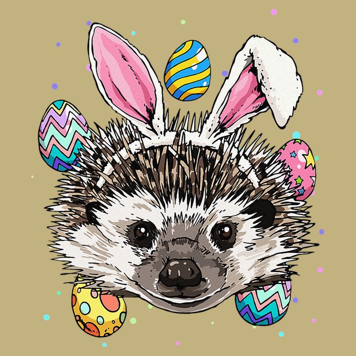 Easter Bunny Hedgehog Funny Easter Hedgehog Button