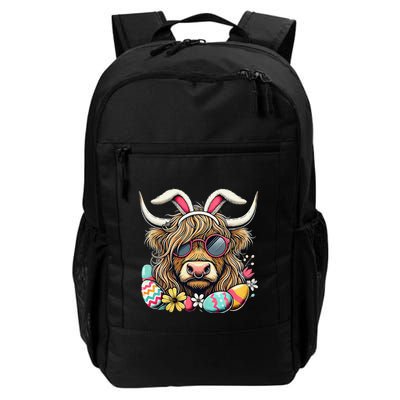 Easter Bunny Highland Cow Vibes Retro Shades Backpack